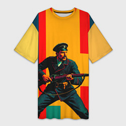 Футболка женская длинная Белогвардеец поп-арт, цвет: 3D-принт