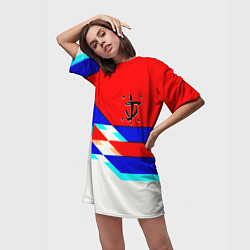 Футболка женская длинная Doom geometry cyber sport, цвет: 3D-принт — фото 2