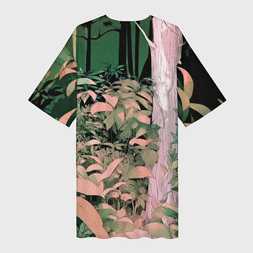 Женская длинная футболка Панда в лесу / 3D-принт – фото 2