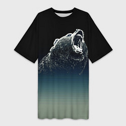 Женская длинная футболка Бурый в гневе - градиент