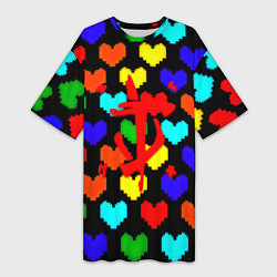 Футболка женская длинная Doom love pixel pattern, цвет: 3D-принт