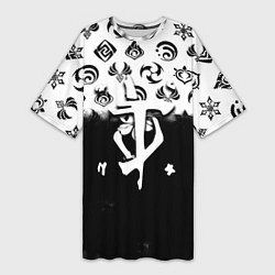 Женская длинная футболка Doom черно белые аниме