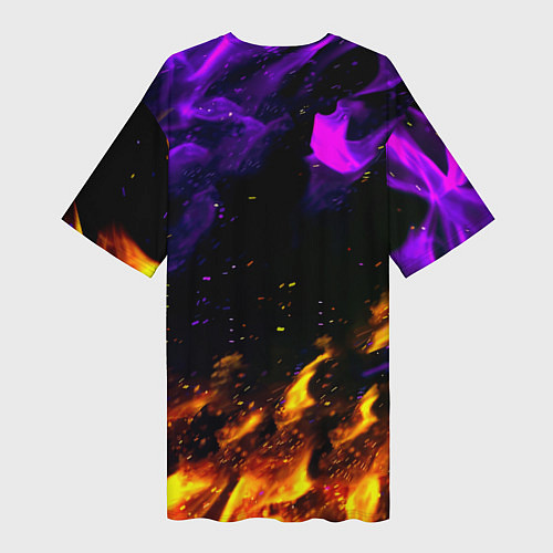 Женская длинная футболка Doom огненный стиль / 3D-принт – фото 2