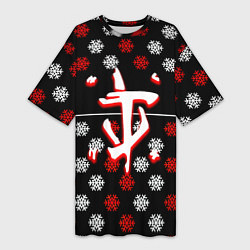 Женская длинная футболка Doom winter pattern steel