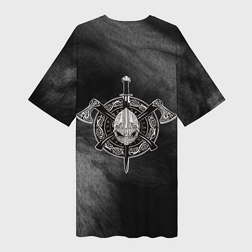 Женская длинная футболка Викинг с топором с мистическими спутниками / 3D-принт – фото 2