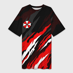 Футболка женская длинная Umbrella - красное пламя, цвет: 3D-принт