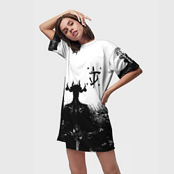 Футболка женская длинная Doom демон марса, цвет: 3D-принт — фото 2