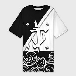 Футболка женская длинная Doom стильная геометрия, цвет: 3D-принт