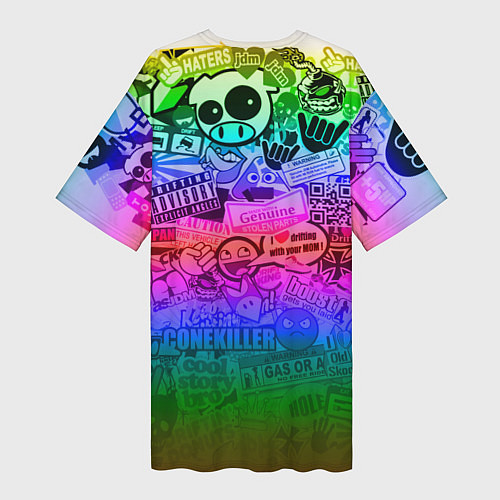 Женская длинная футболка Monster energy неоновые стикеры / 3D-принт – фото 2