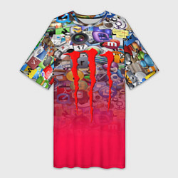 Женская длинная футболка Monster energy social stiker