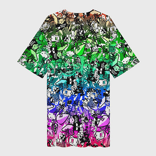 Женская длинная футболка Monster energy стикеры / 3D-принт – фото 2