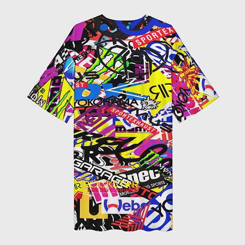 Женская длинная футболка Monster energy бренды стикеры / 3D-принт – фото 2