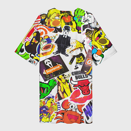 Женская длинная футболка Monster energy стикеры бренды / 3D-принт – фото 2