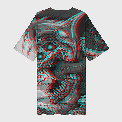 Женская длинная футболка Monster energy glitch / 3D-принт – фото 2