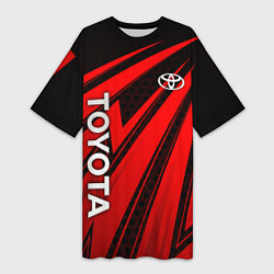 Футболка женская длинная Тойота - красные полосы, цвет: 3D-принт