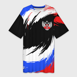 Футболка женская длинная Федерация бокса РФ - краска, цвет: 3D-принт