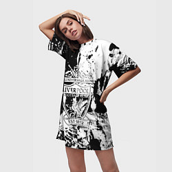 Футболка женская длинная Liverpool краски текстура, цвет: 3D-принт — фото 2