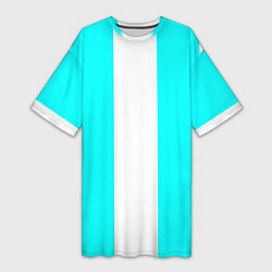 Футболка женская длинная Color blue and white, цвет: 3D-принт