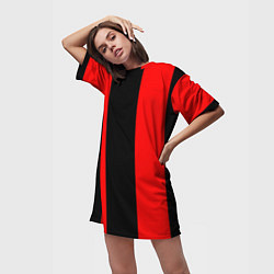 Футболка женская длинная Color red and black, цвет: 3D-принт — фото 2