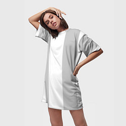 Футболка женская длинная Color white grey, цвет: 3D-принт — фото 2