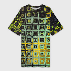 Футболка женская длинная Абстрактная зелено-черная текстура, цвет: 3D-принт