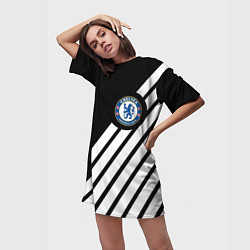 Футболка женская длинная Chelsea geometry sport, цвет: 3D-принт — фото 2