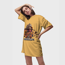 Футболка женская длинная Пиглины майнкрафт, цвет: 3D-принт — фото 2