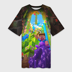 Футболка женская длинная Майнкрафт - Стив и Алекс, цвет: 3D-принт