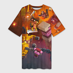 Футболка женская длинная Пиглины, цвет: 3D-принт