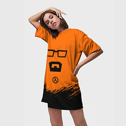 Футболка женская длинная Халф лайф - фримен, цвет: 3D-принт — фото 2