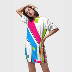 Футболка женская длинная Цветное абстрактное искусство, цвет: 3D-принт — фото 2