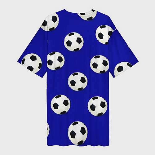 Женская длинная футболка Футбольные мячи на синем / 3D-принт – фото 2