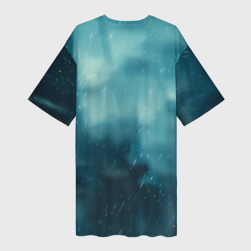 Женская длинная футболка Цири сидит под дождем / 3D-принт – фото 2
