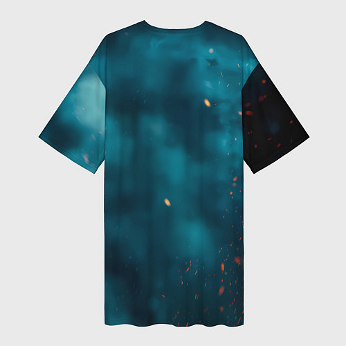 Женская длинная футболка Цири с огненными глазами / 3D-принт – фото 2