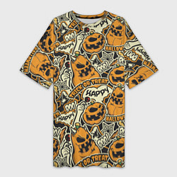 Женская длинная футболка Хэллоуин тыквы