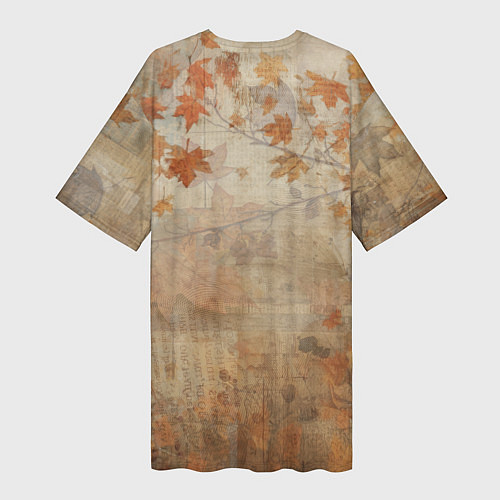 Женская длинная футболка Осенней енот в шарфе / 3D-принт – фото 2