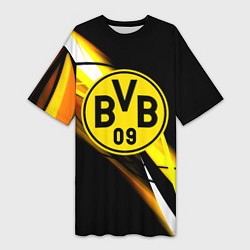 Футболка женская длинная Borussia спортивная геометрия, цвет: 3D-принт