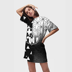 Футболка женская длинная Barcelona geometry black, цвет: 3D-принт — фото 2