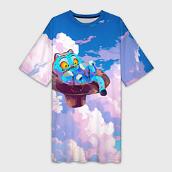 Женская длинная футболка Tiger Derpy in the clouds
