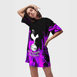 Футболка женская длинная Тоттенхэм неоновый огонь, цвет: 3D-принт — фото 2