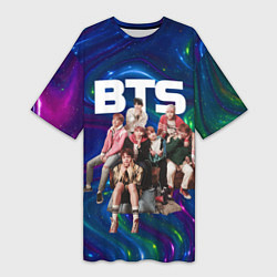 Женская длинная футболка BTS фотосессия на диване