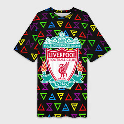 Женская длинная футболка Liverpool pattern neon