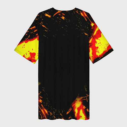 Женская длинная футболка Borussia огненные краски / 3D-принт – фото 2