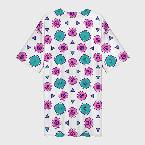 Женская длинная футболка Цветочно-геометрический паттерн / 3D-принт – фото 2