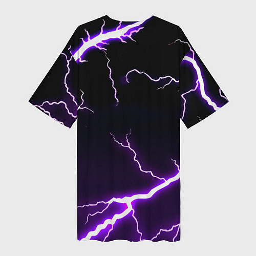 Женская длинная футболка Манчестер молнии шторм неон / 3D-принт – фото 2