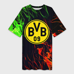Футболка женская длинная Borussia flame toxic, цвет: 3D-принт