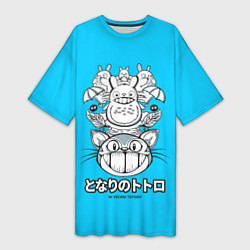 Футболка женская длинная Тоторо аниме, цвет: 3D-принт