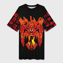 Футболка женская длинная Евангелион Модуль-02, цвет: 3D-принт