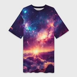 Женская длинная футболка Фантастический космос вид с планеты