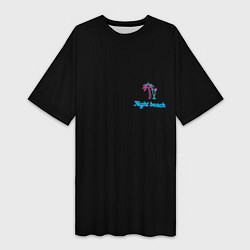Футболка женская длинная Night beach, цвет: 3D-принт